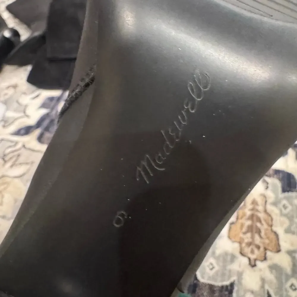 Madewell Women's The Justine Knee Boots Leather Upper True Black Size 6 NWOB